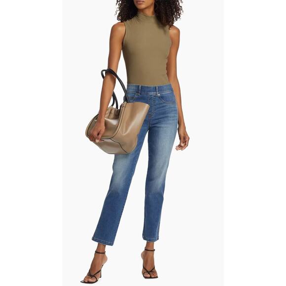 Spanx Straight-Leg Ankle Jeans Blue Medium Pull-On High Rise Casual 20356R - Picture 2 of 13